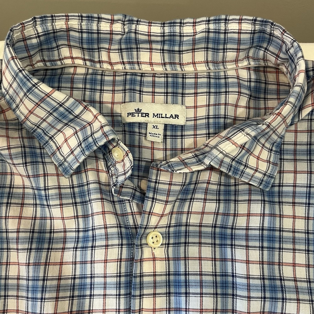 Peter Millar Men's Long Sleeve Button-Up Shirt Size XL Blue Plaid - Picture 8 of 13